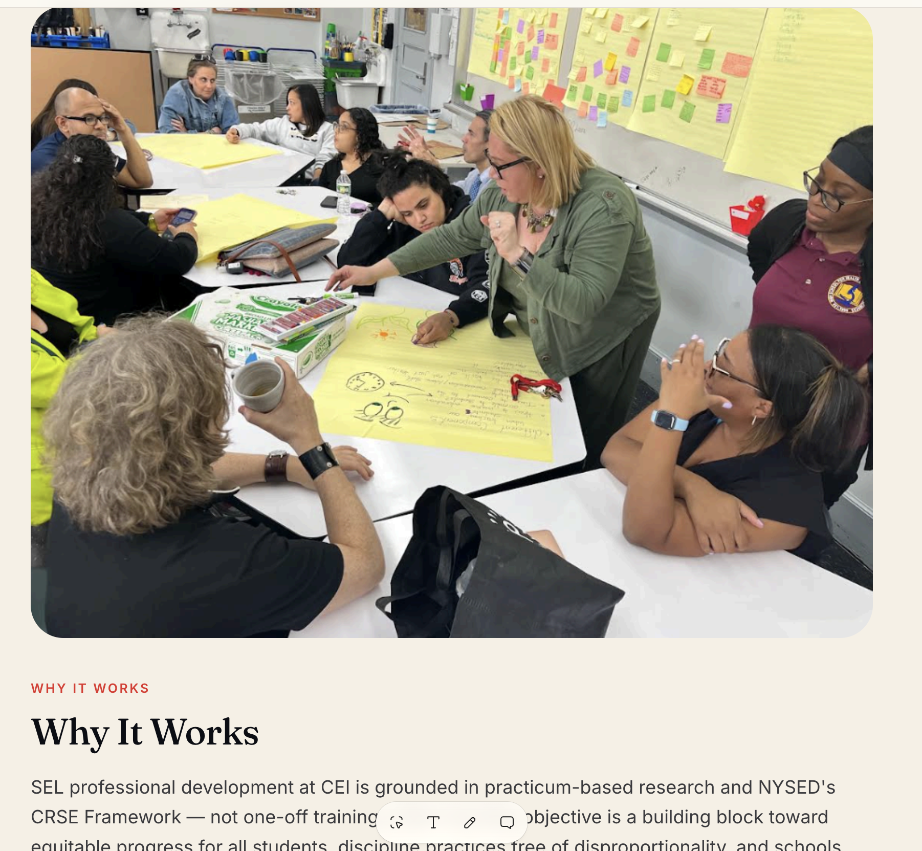 CEI professional learning session with educators